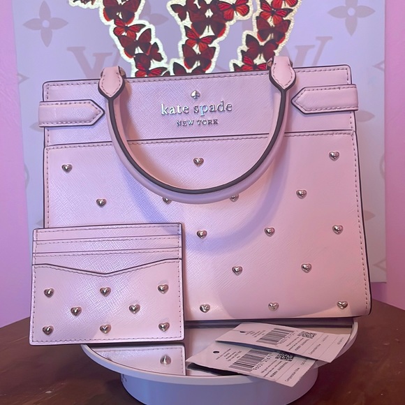 kate spade Handbags - Kate Spade Studded Heart Bag and card holder